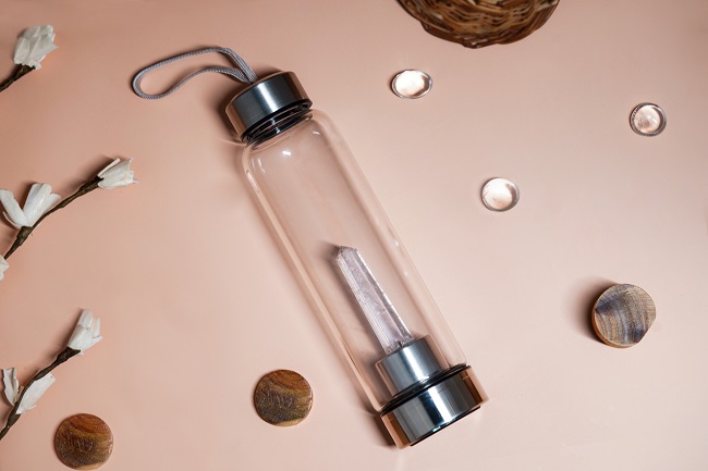 Clear Quartz Crystal Water Bottle for Clarity and Energy
