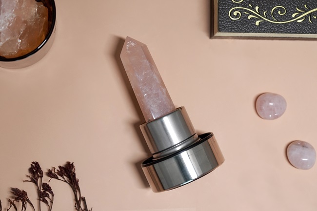Rose Quartz Crystal Water Bottle for Love and Compassion
