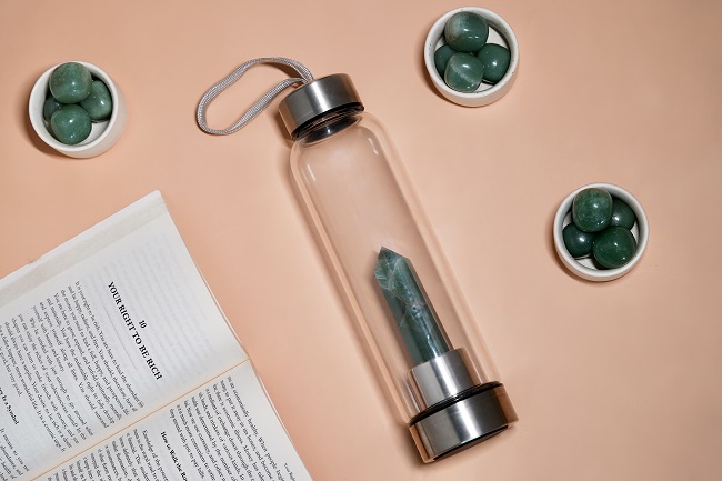 Green Jade Crystal Water Bottle for Healing and Energy