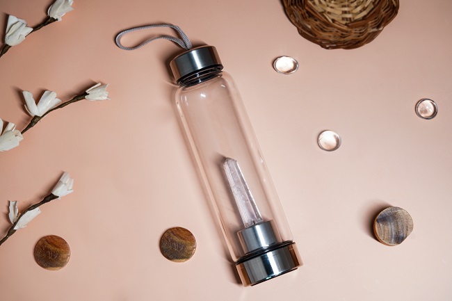 Clear Quartz Crystal Water Bottle for Clarity and Energy